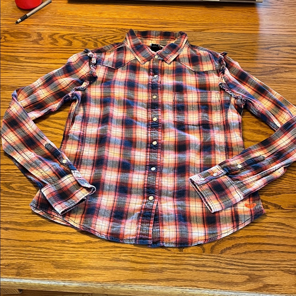 Roxy Red and Blue Plaid Men's Button-Down Shirt